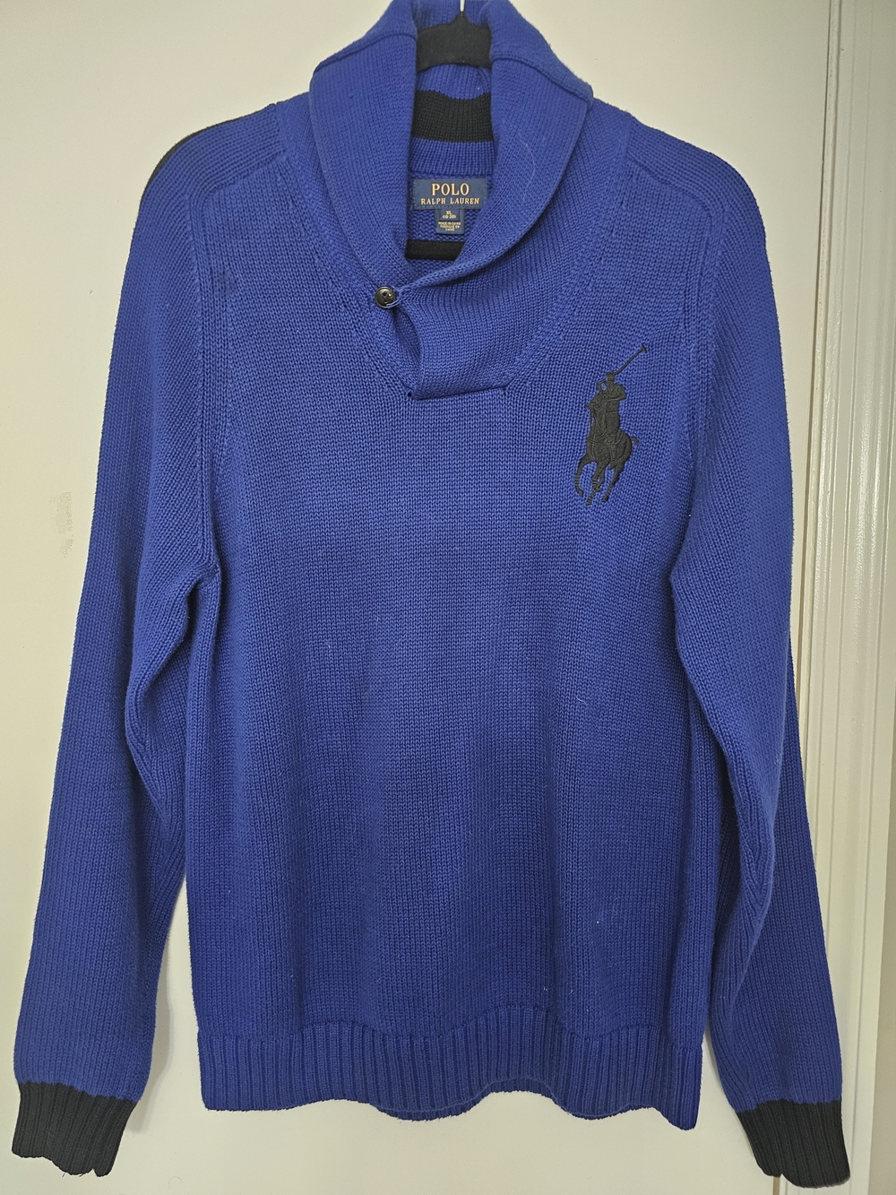 NWT - Polo by Ralph Lauren Men's XL Royal Blue Shawl Collar Sweater